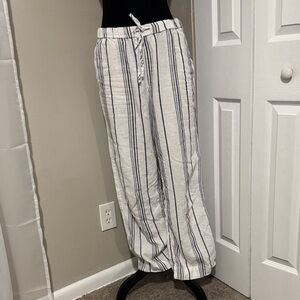 Vineyard Vines Striped Linen Pants - White and Blue